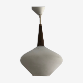 Suspension opaline blanche 40x20 vintage 1960