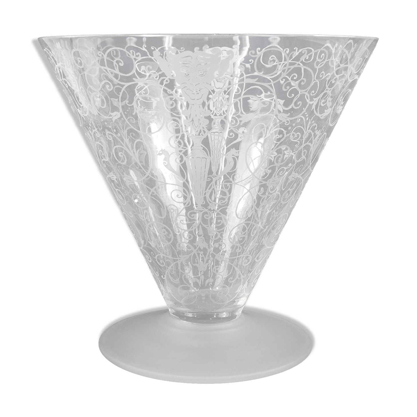 Antique Baccarat Etched Baroque & Mascaron Large Vase