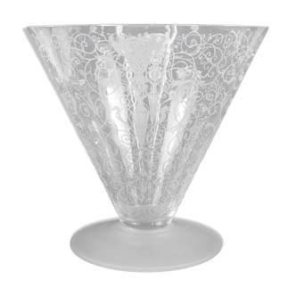 Antique Baccarat Etched Baroque & Mascaron Large Vase
