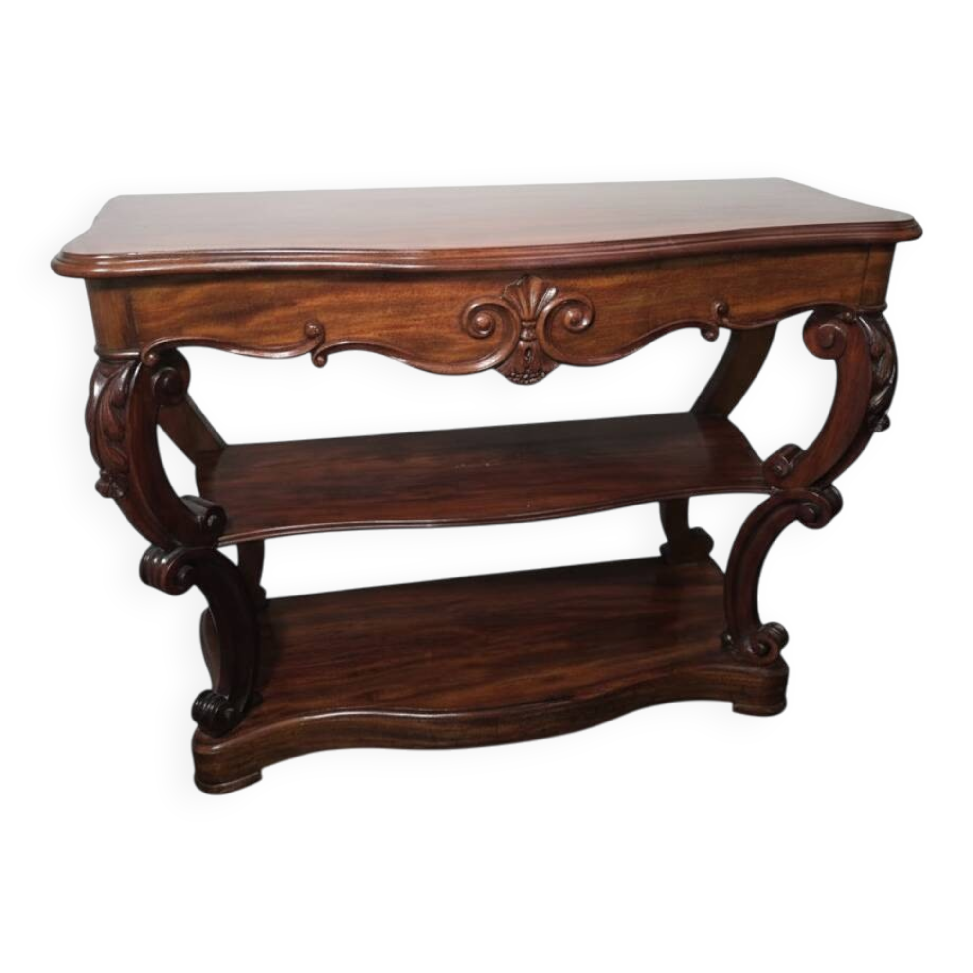 Console galbées Napoléon III XIXe en acajou