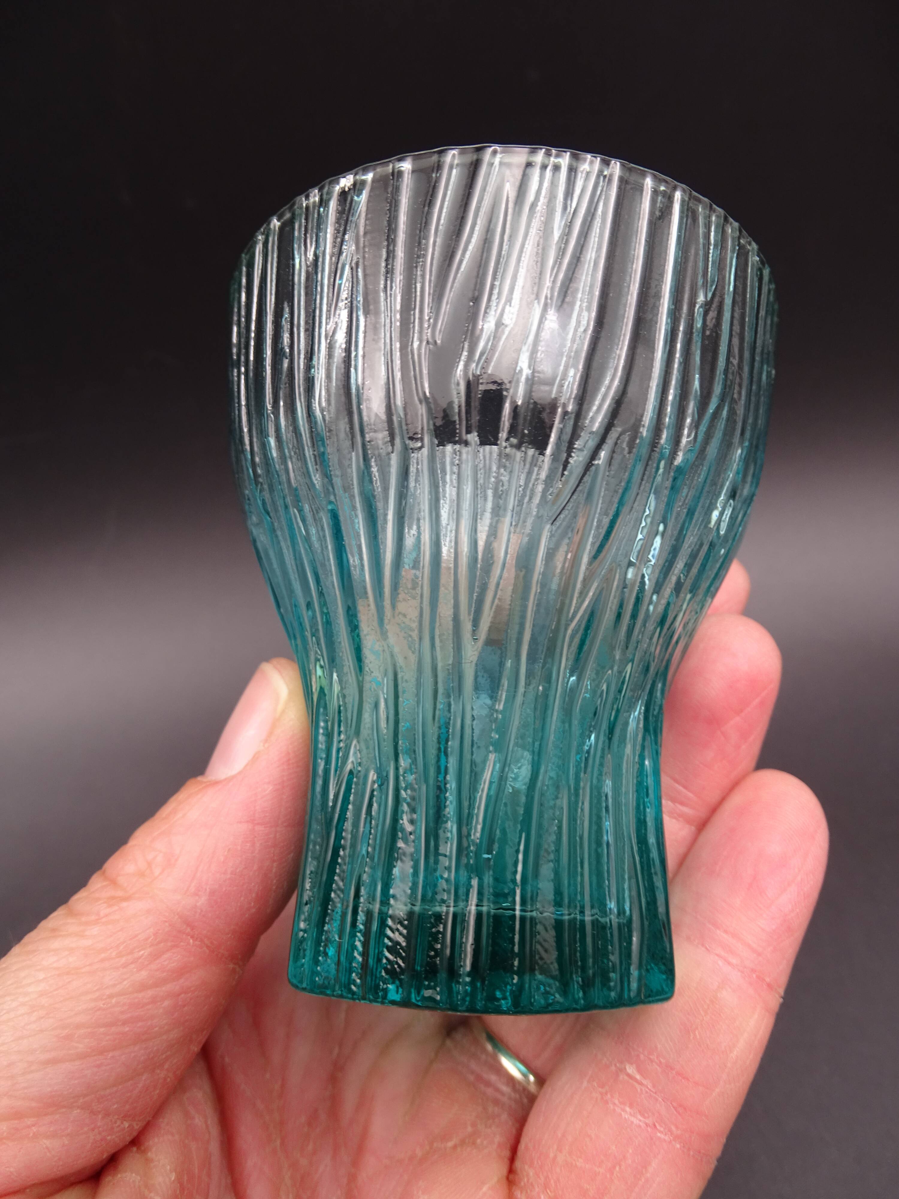 Set of 6 turquoise glass water glasses around 1975