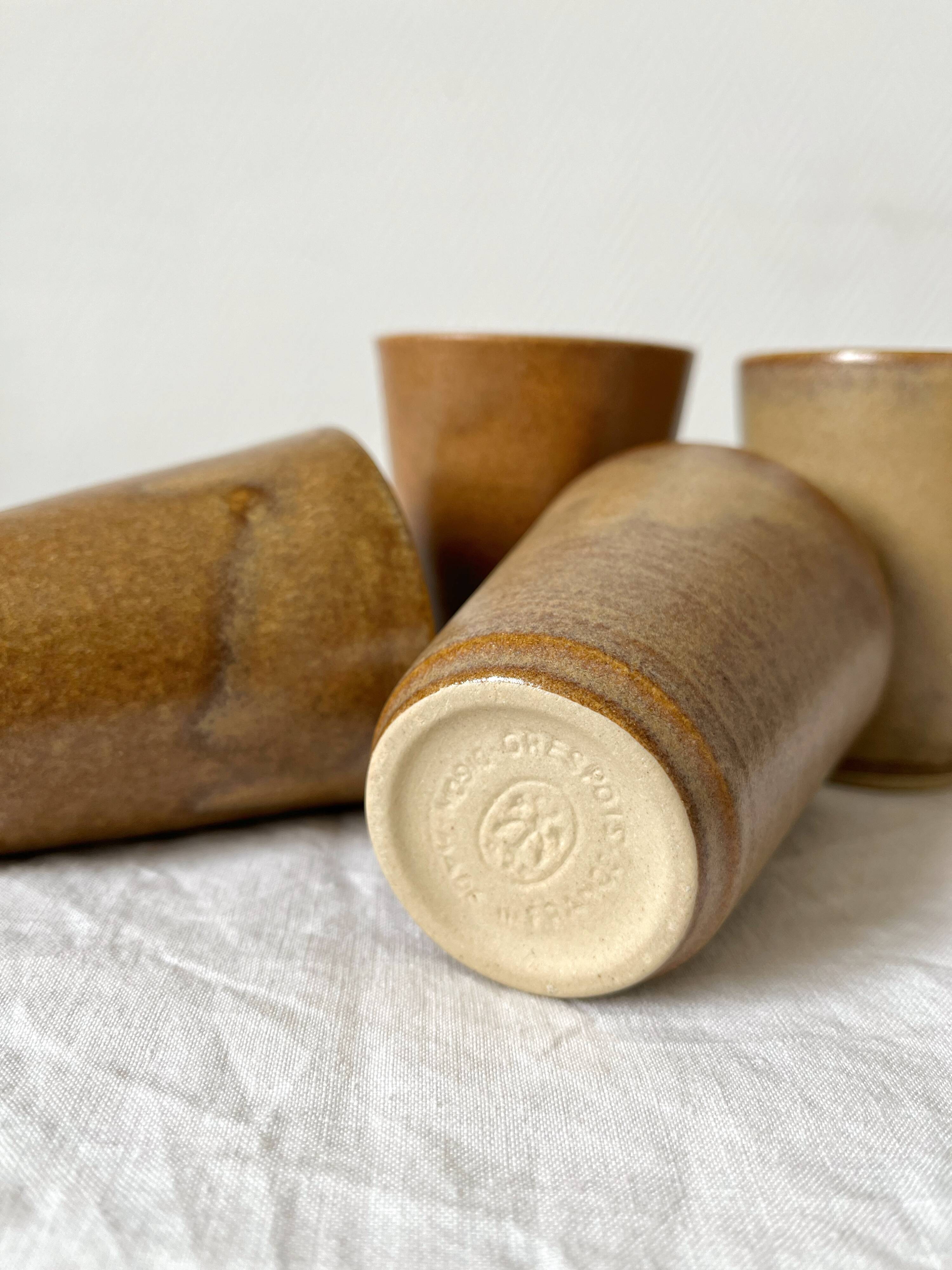 4 gobelets en grès Digoin vintage