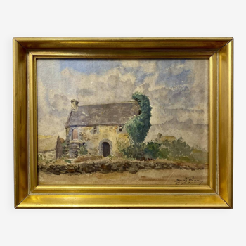 Old painting, landscape of Brittany, signed and dated 1931