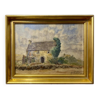 Tableau ancien, paysage de Bretagne , signé et daté 1931