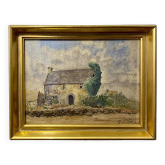Old painting, landscape of Brittany, signed and dated 1931