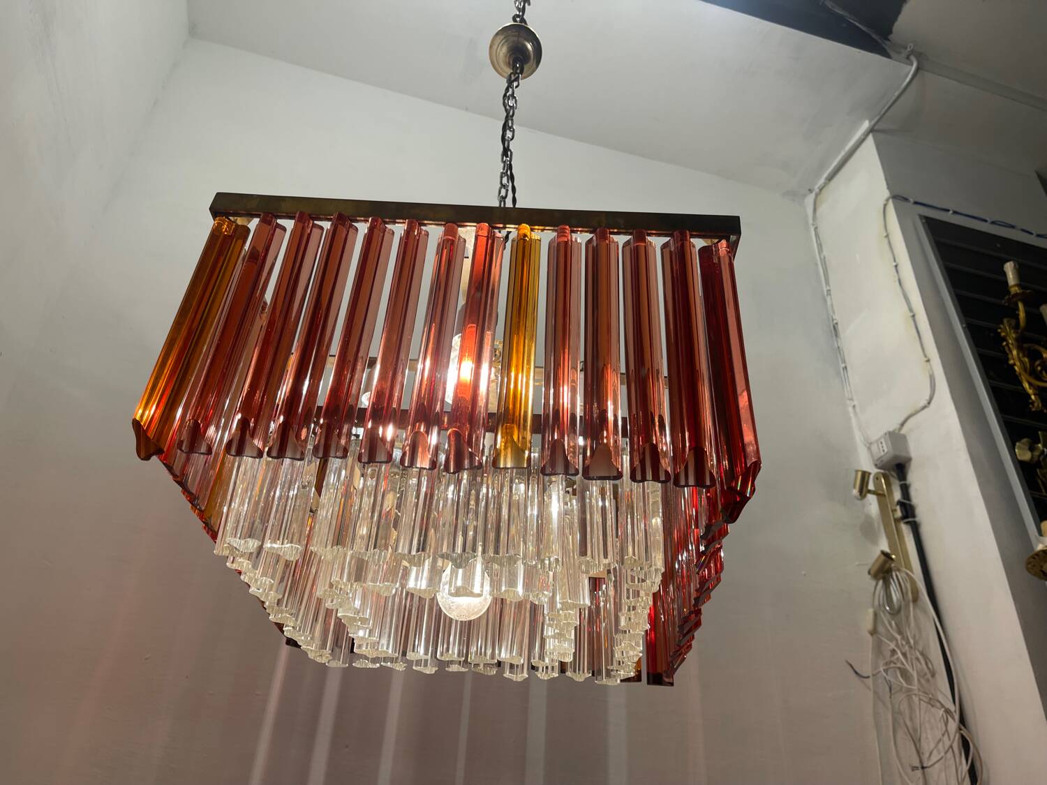 Murano Glass Prism Triedri Chandelier 1970’s