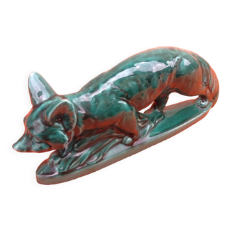 Art deco zoomorphic sculpture glazed ceramics n° 928 fox