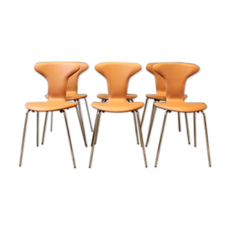 Set of 6 chairs Arne Jacobsen by Munkegaard retapissees