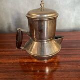 Antique TASSUNIC Teapot Silver Metal + Wooden Handle United France Vintage