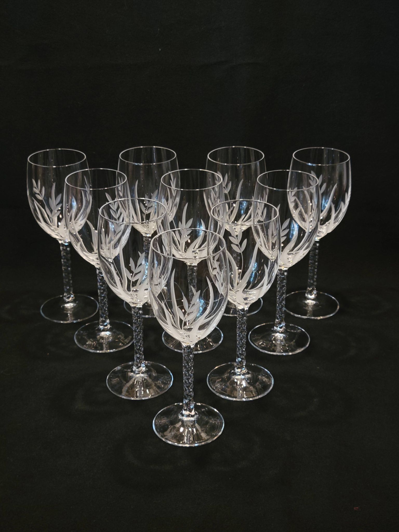 10 Verres A Vin Cristal D'Arques Modèle Fleury Taillé Flamépis