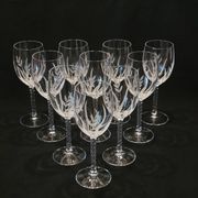 10 Verres A Vin Cristal D'Arques Modèle Fleury Taillé Flamépis