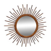 Miroir soleil vintage en rotin