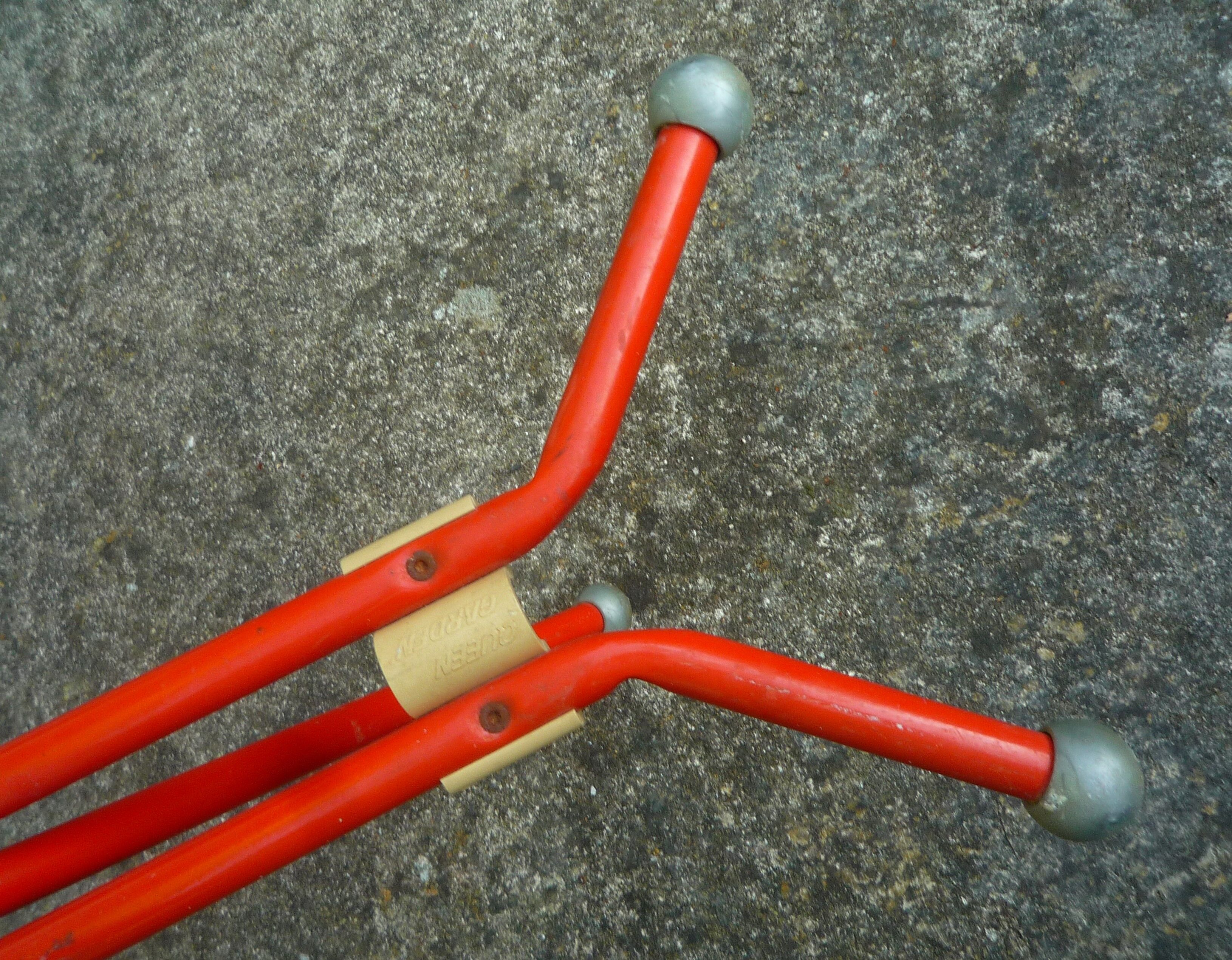 Ulisse cane stool/folding chair, red, Ivan Loss design, vintage Italian 1980s