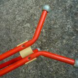 Ulisse cane stool/folding chair, red, Ivan Loss design, vintage Italian 1980s