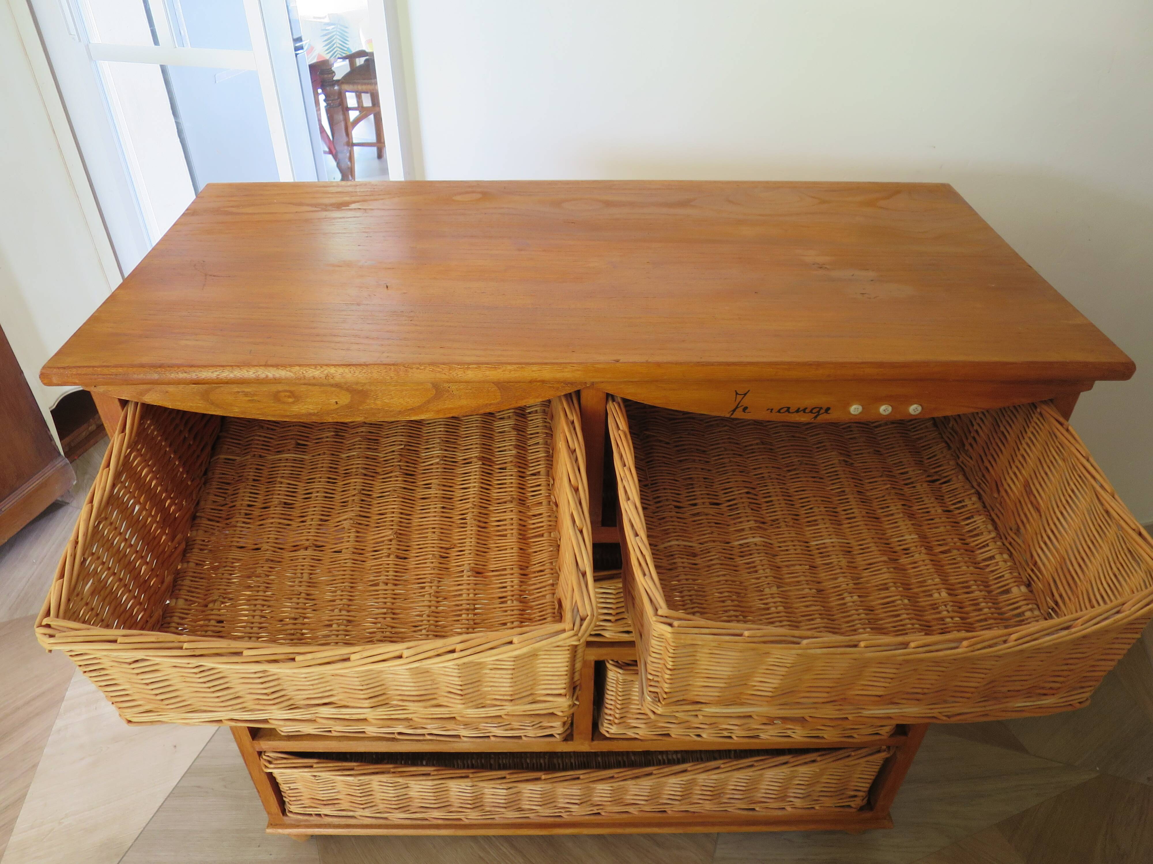 Storage furniture - wooden chest of drawers - 8 wicker drawers - bohemian countryside