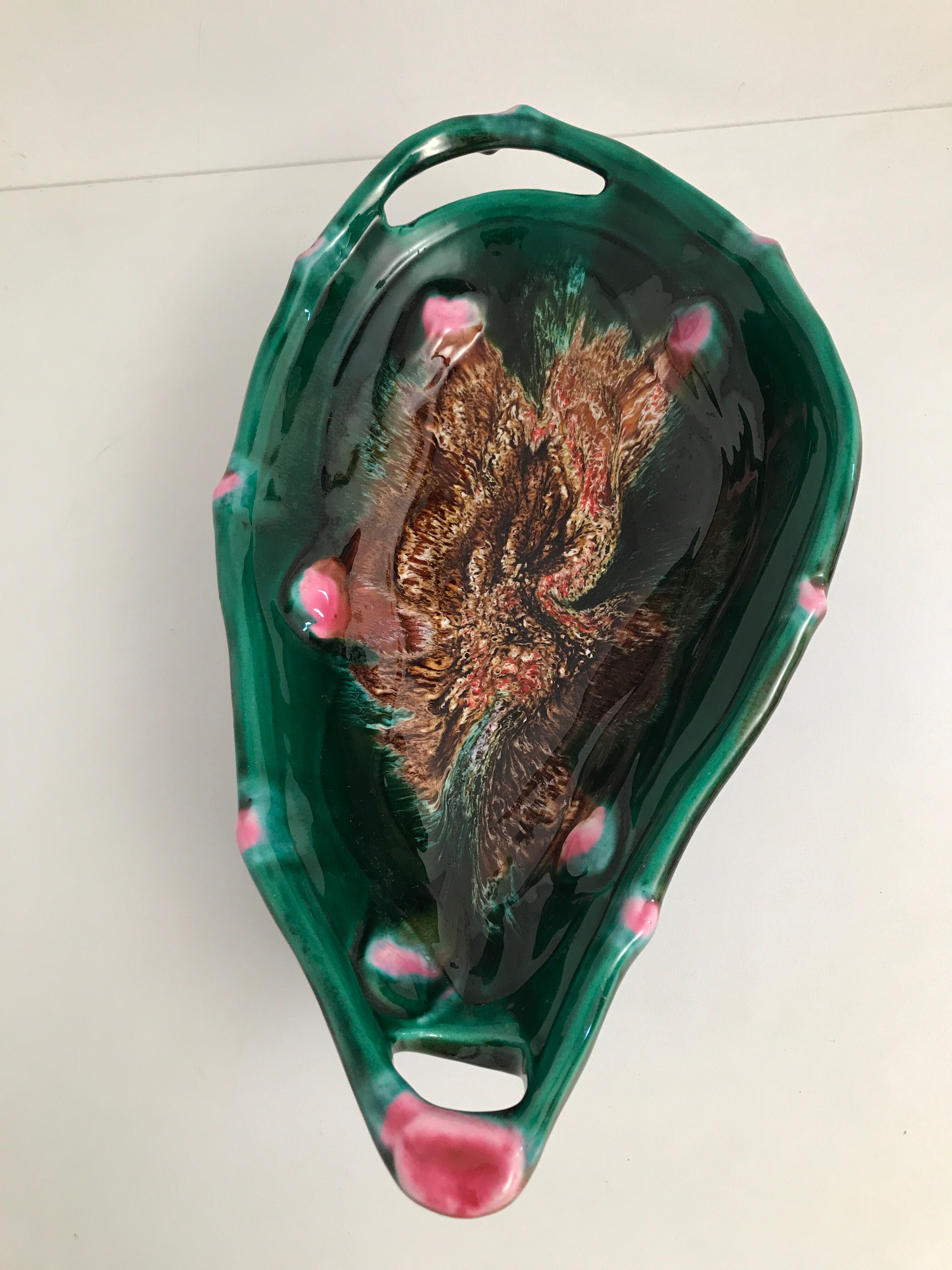 Vallauris-style ceramic fruit basket cup