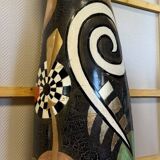 monumental terracotta vase, lacquered and enameled