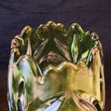 Large Czech Glass Vase Fleur De Lys Pattern By Rudolfova Hut
