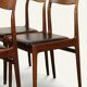 Set of 4 vintage teak and black faux leather chairs – 1960s