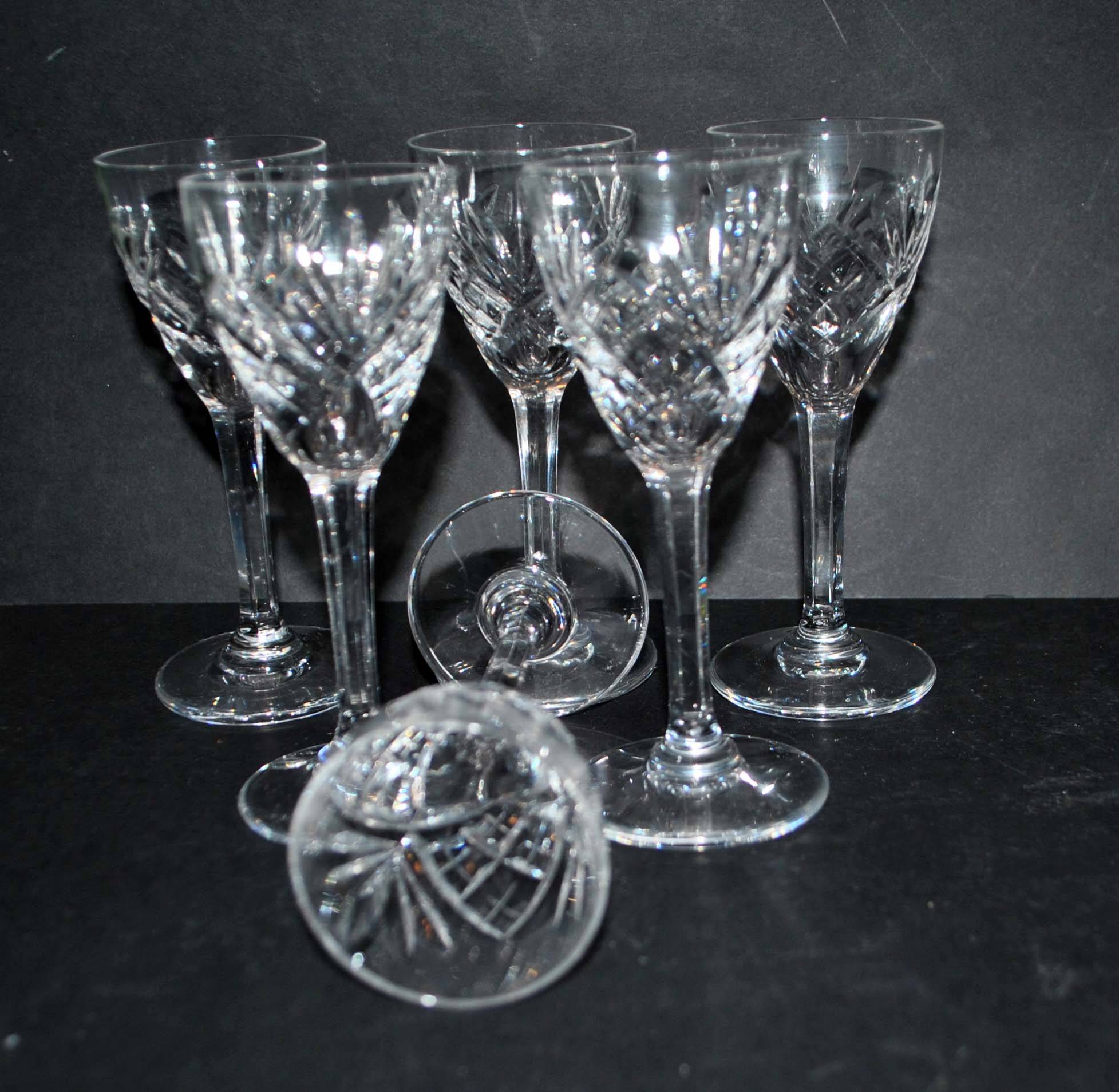 Cristallerie de saint-louis, set of 6 chantilly crystal liqueur glasses signed 11.5cm