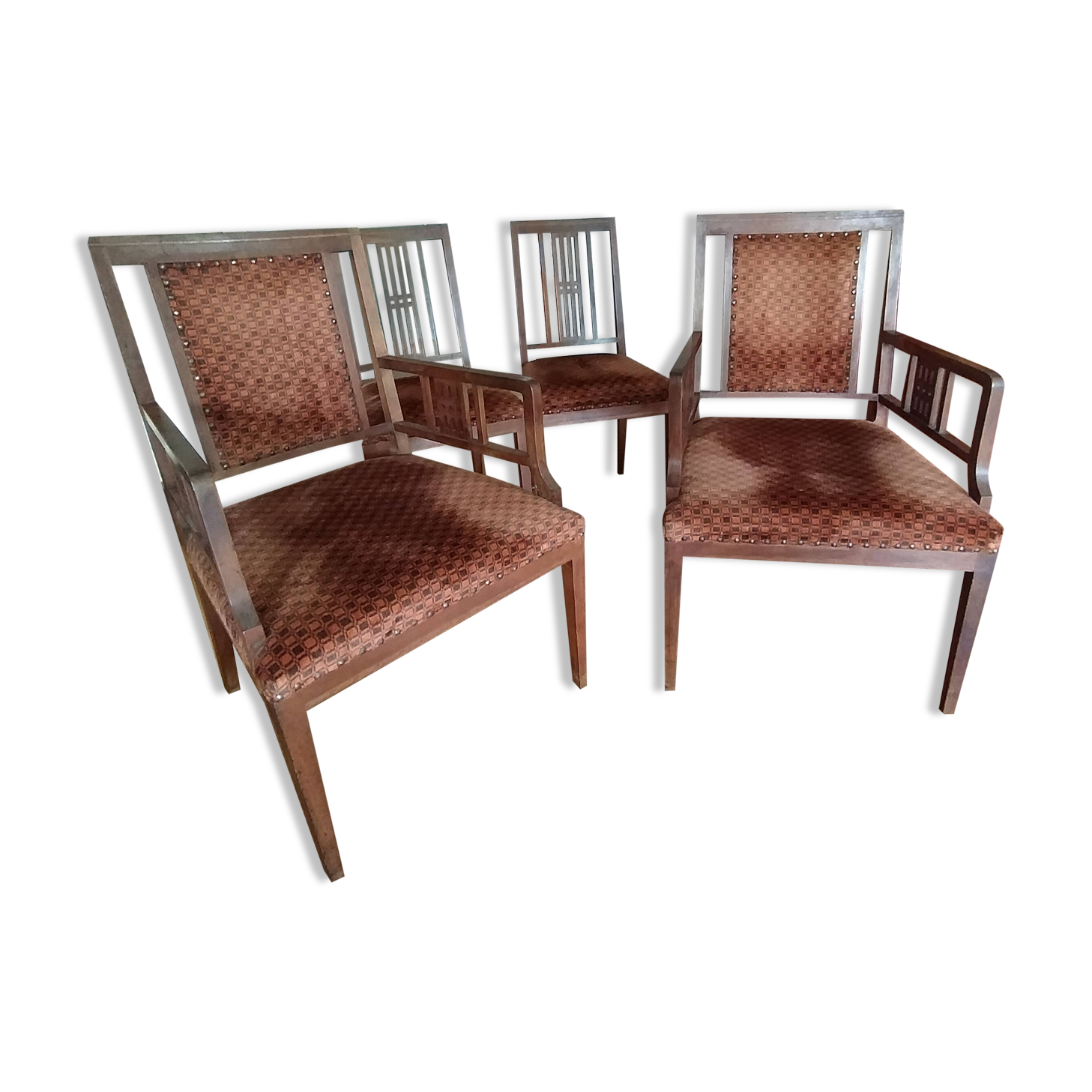 2 Art Deco chairs and 2 armchairs, 1930.