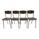 Set of 4 ART DECO formica and chrome metal chairs circa 1950