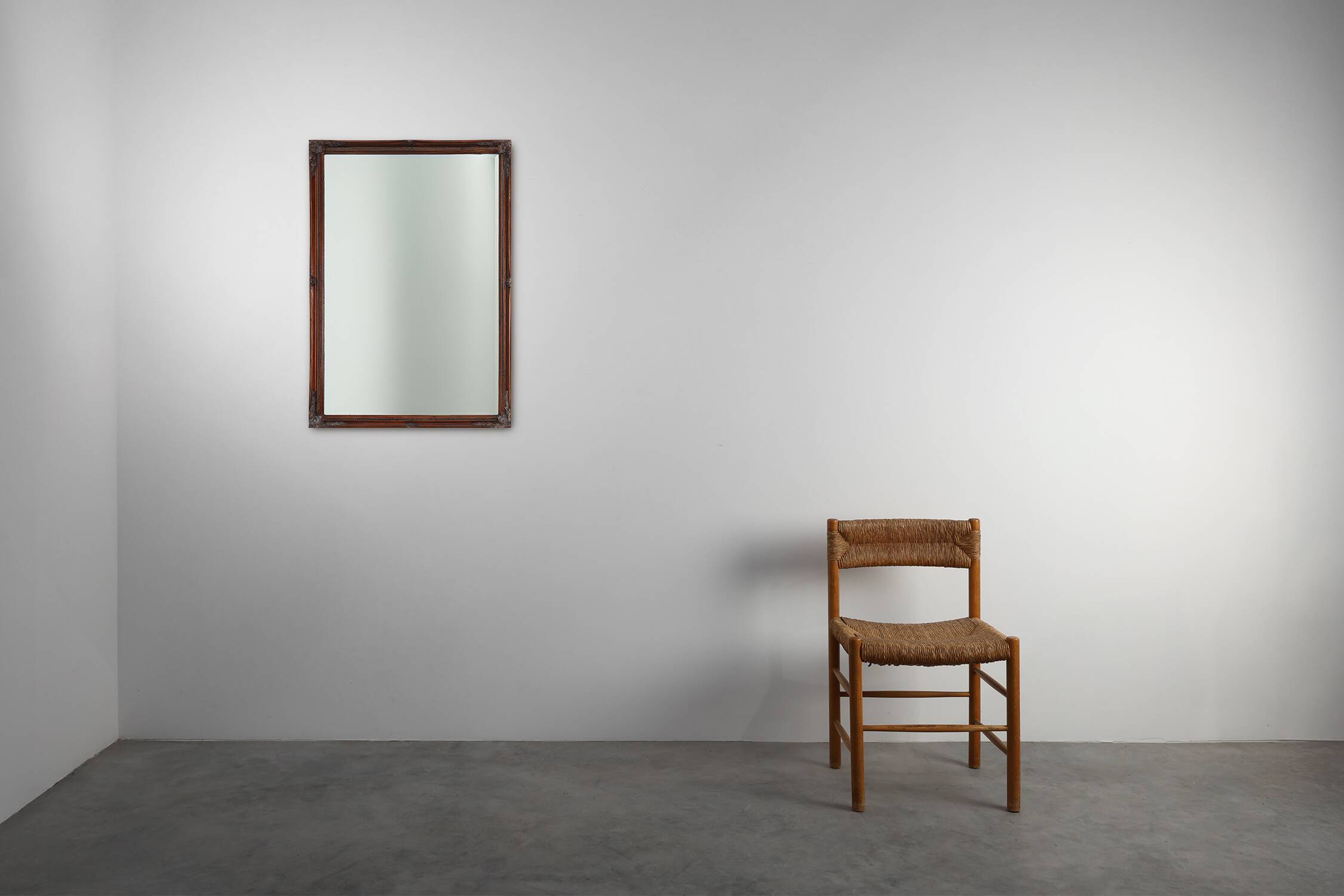 Antique French Facet-Cut Mirror in Carved Wood, circa 1850