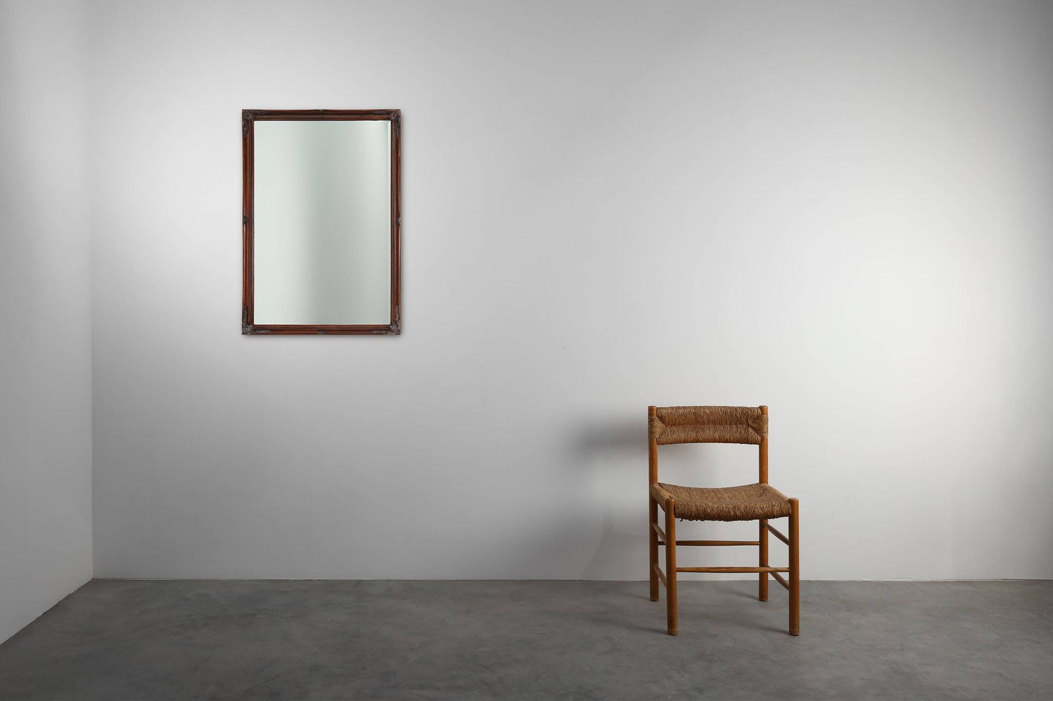 Antique French Facet-Cut Mirror in Carved Wood, circa 1850