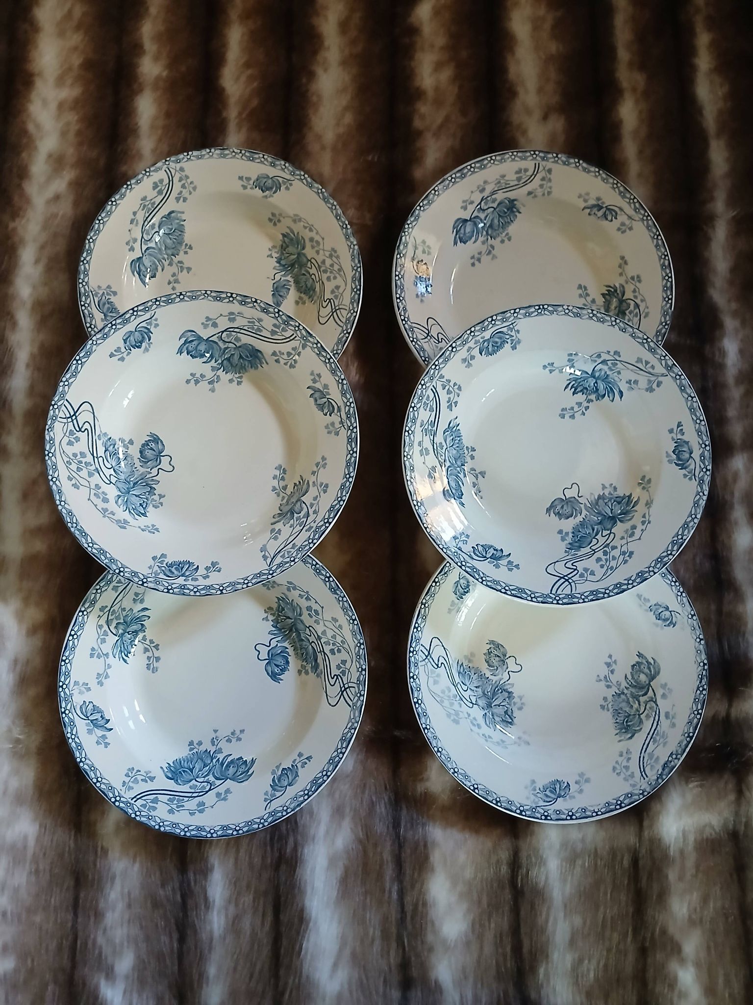 6 antique deep plates in ironstone