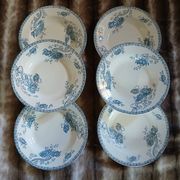 6 antique deep plates in ironstone