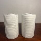 Paire applique en teck et verre opalin