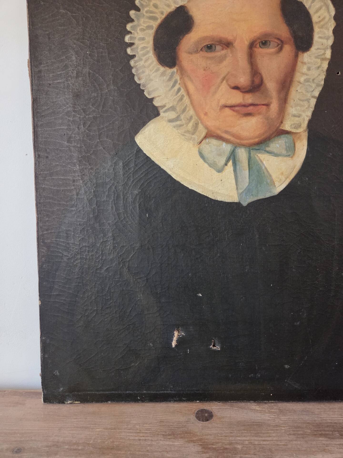 Portrait ancien, peinture a l’huile XIXe
