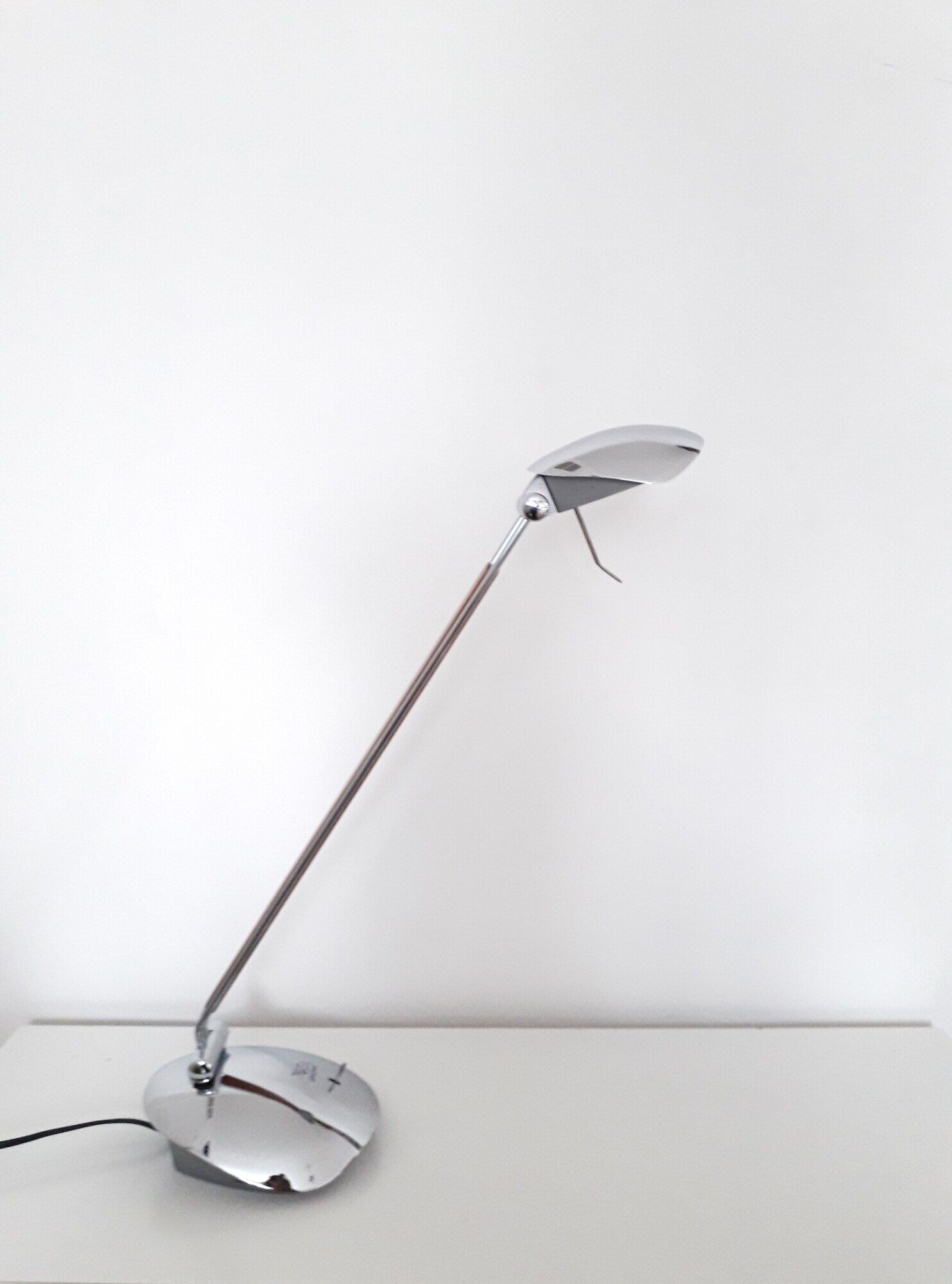 Desk lamp - incm , elea- contemporary design - chrome metal & wood - 1990