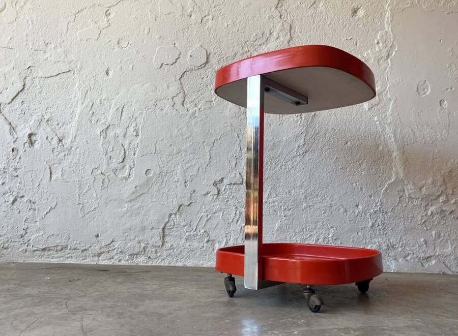 Table d'appoint vintage avec roues, années 1960