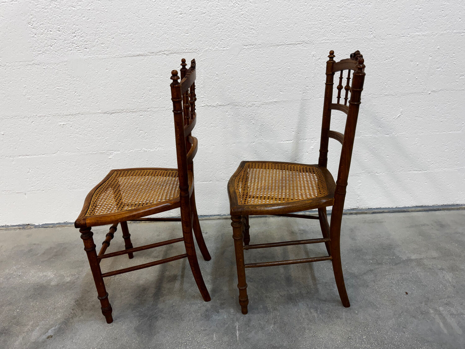2 caned flying chairs Louis XVI