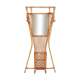 French Bamboo wall coat rack with large mirror, 1960