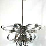 Mid-century pair of Italian chrome chandeliers from 70