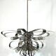 Mid-century pair of Italian chrome chandeliers from 70