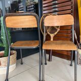 Pair of wooden and metal children's chairs