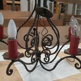 Lustre en fer forgé à 5 branches électrifié