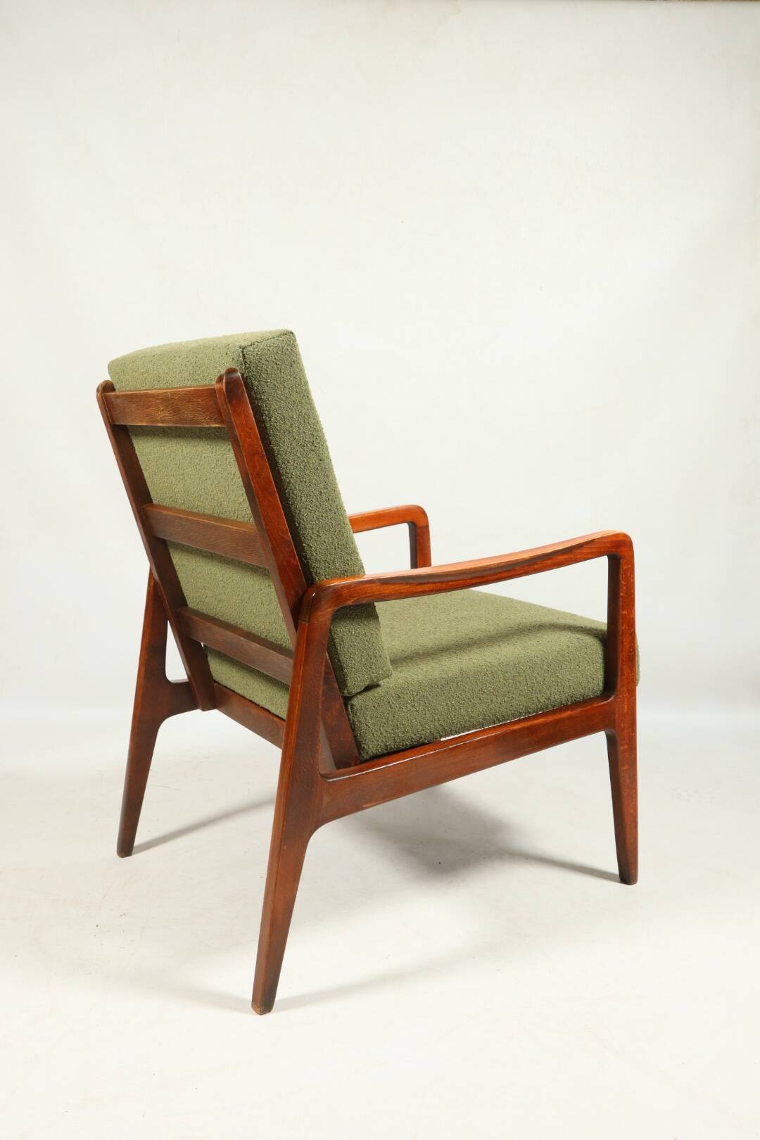 Fauteuil vintage avec coussins et boucles vertes en bois, 1980