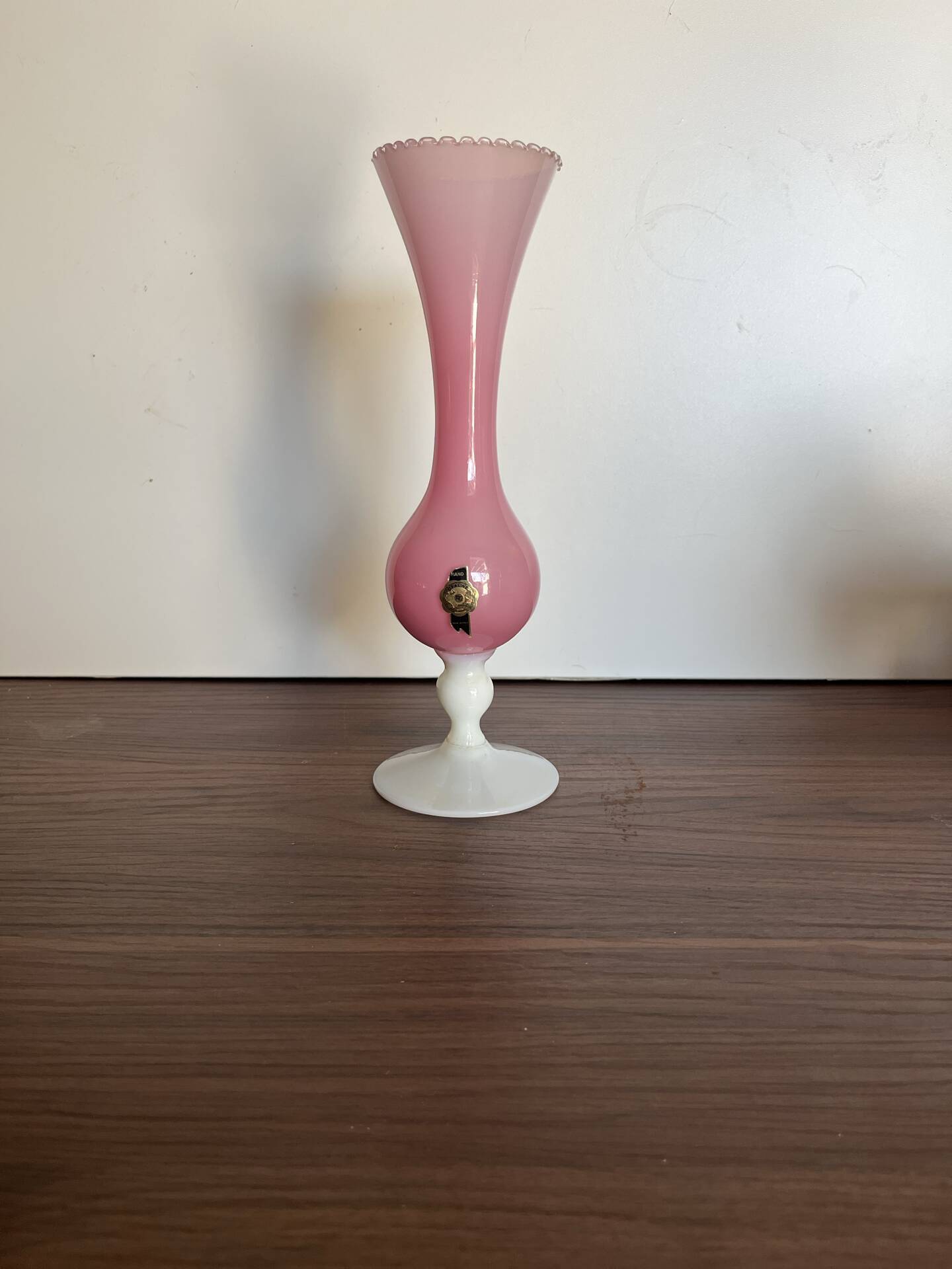 Opaline pink and white soliflore vase – Made in Italy vintage