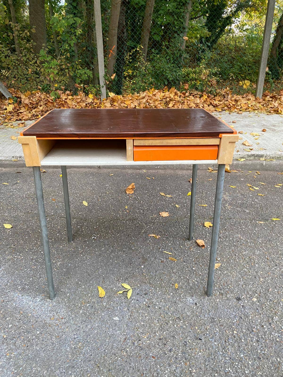 1970s school-style child's desk with drawer