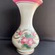 Vase Napoleon III in white opaline with floral decoration with gilding
