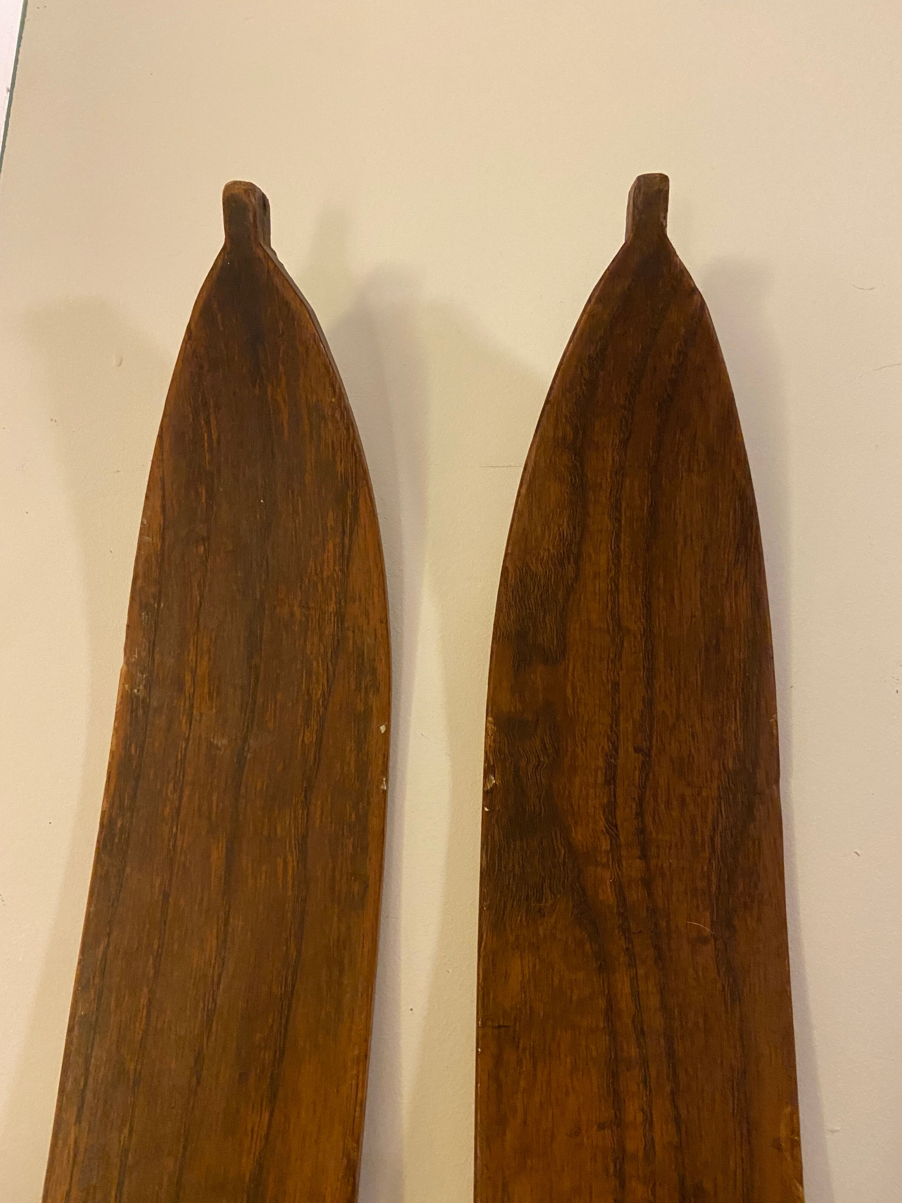 Pair of vintage wooden skis