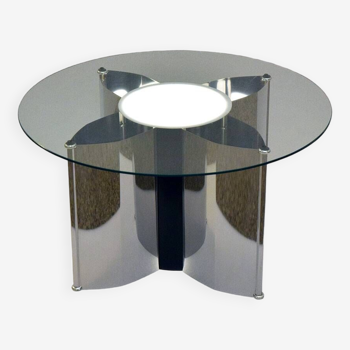 Space age Italian coffee table in steel with lighting, 1970s