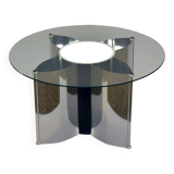 Space age Italian coffee table in steel with lighting, 1970s