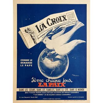 Affiche originale de Gaston Jacquement, datant de 1949 et faisant la promotion du journal "La Croix"