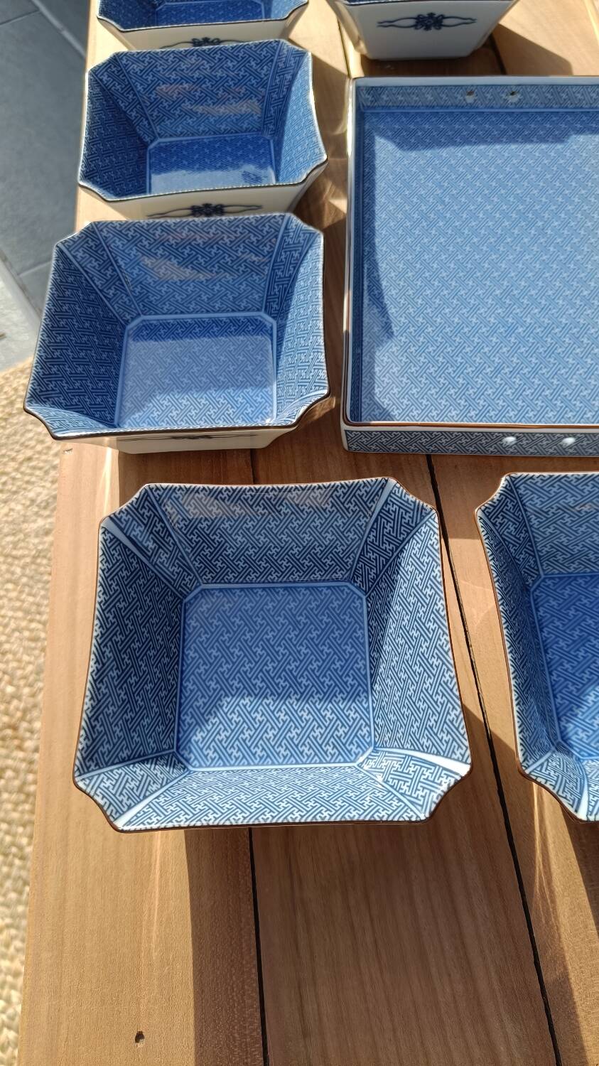 Asian set of platter and ten ramekins