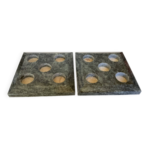 paire de bougeoirs en - marbre